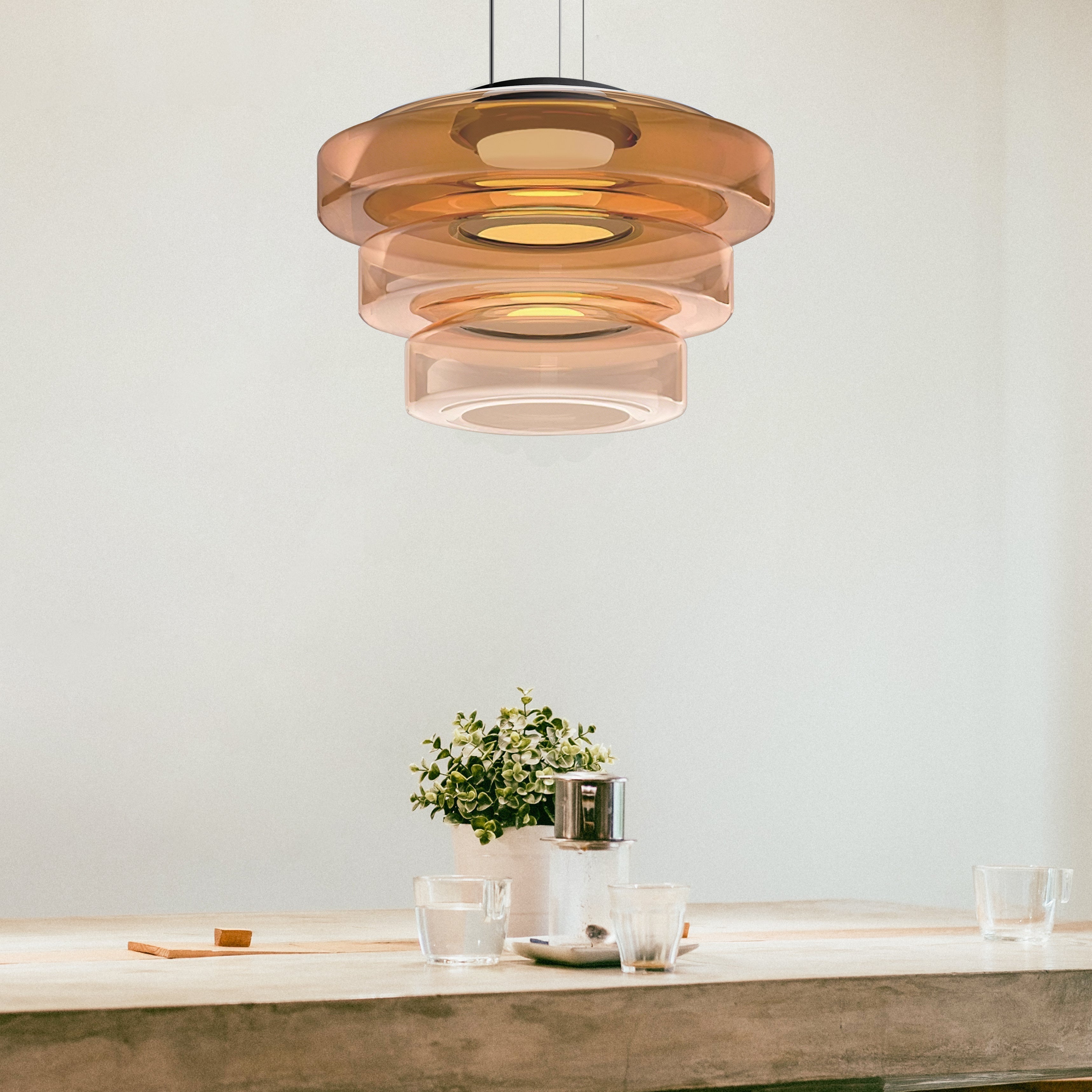 Styl Bauhaus | Lampa Wisząca z Regulowanym Sznurkiem i Szklanym Kloszem | Elegancka Lampa do Salonów i Nad Stół 3