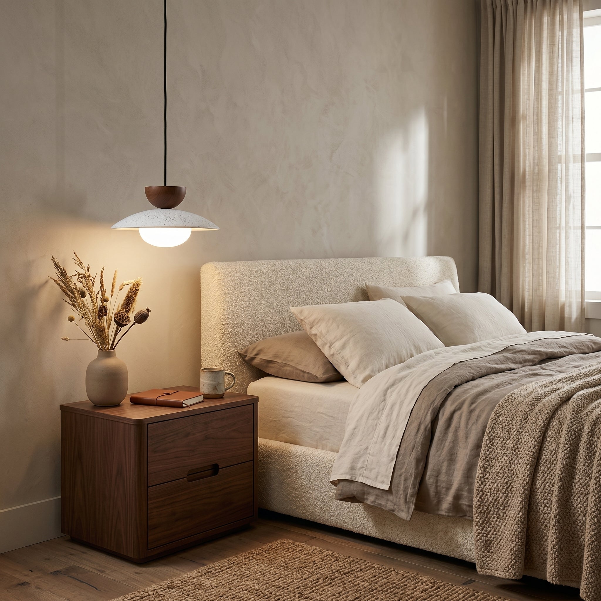 Tia | Lampa wisząca z naturalnego trawertynu z regulowaną wysokością | Wyjątkowy design zapewniający ciepłe oświetlenie ambientowe