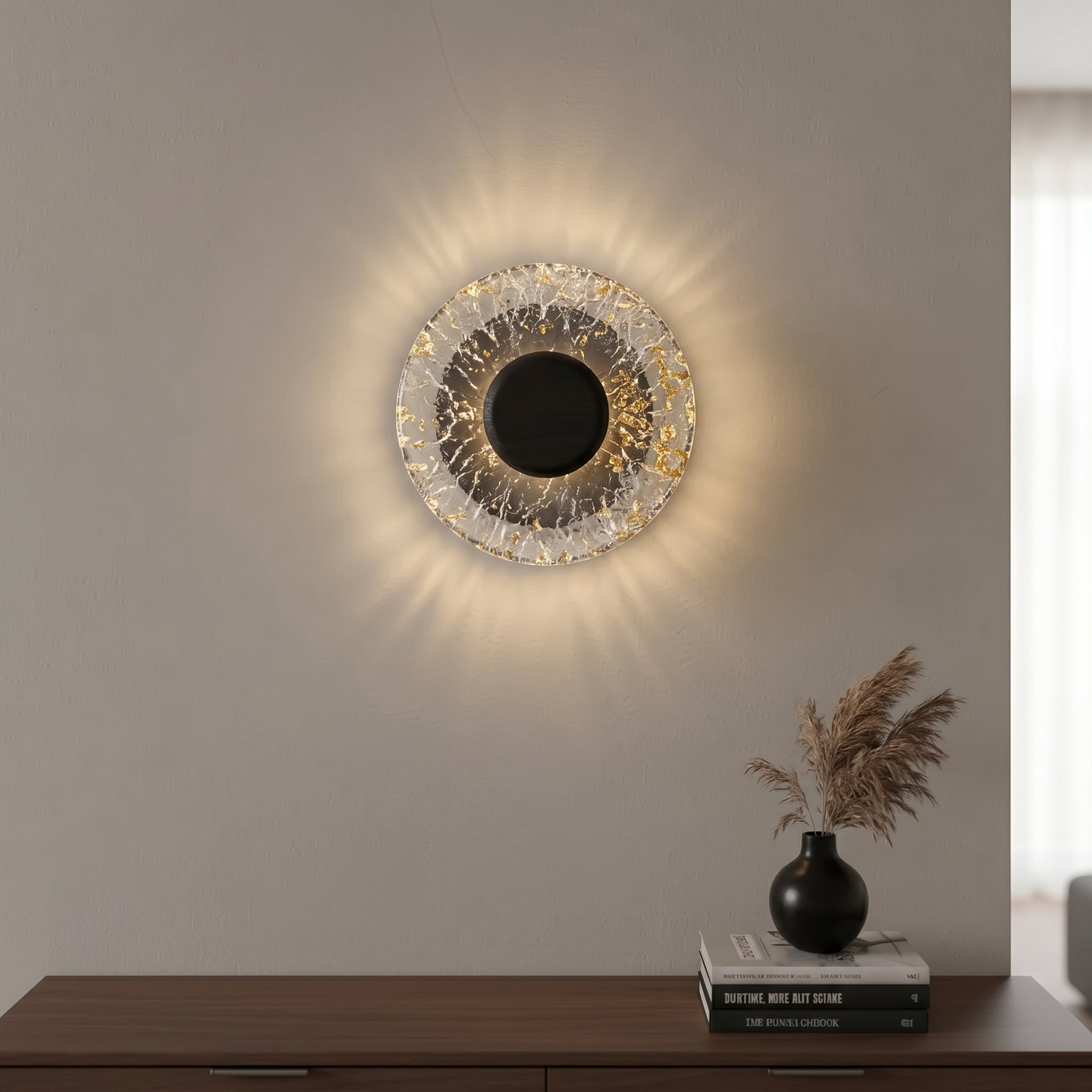 Kolekcja Vedra | Drewniano-szklana lampa ścienna z miękkim, rozproszonym światłem | Minimalistyczny styl nordycki