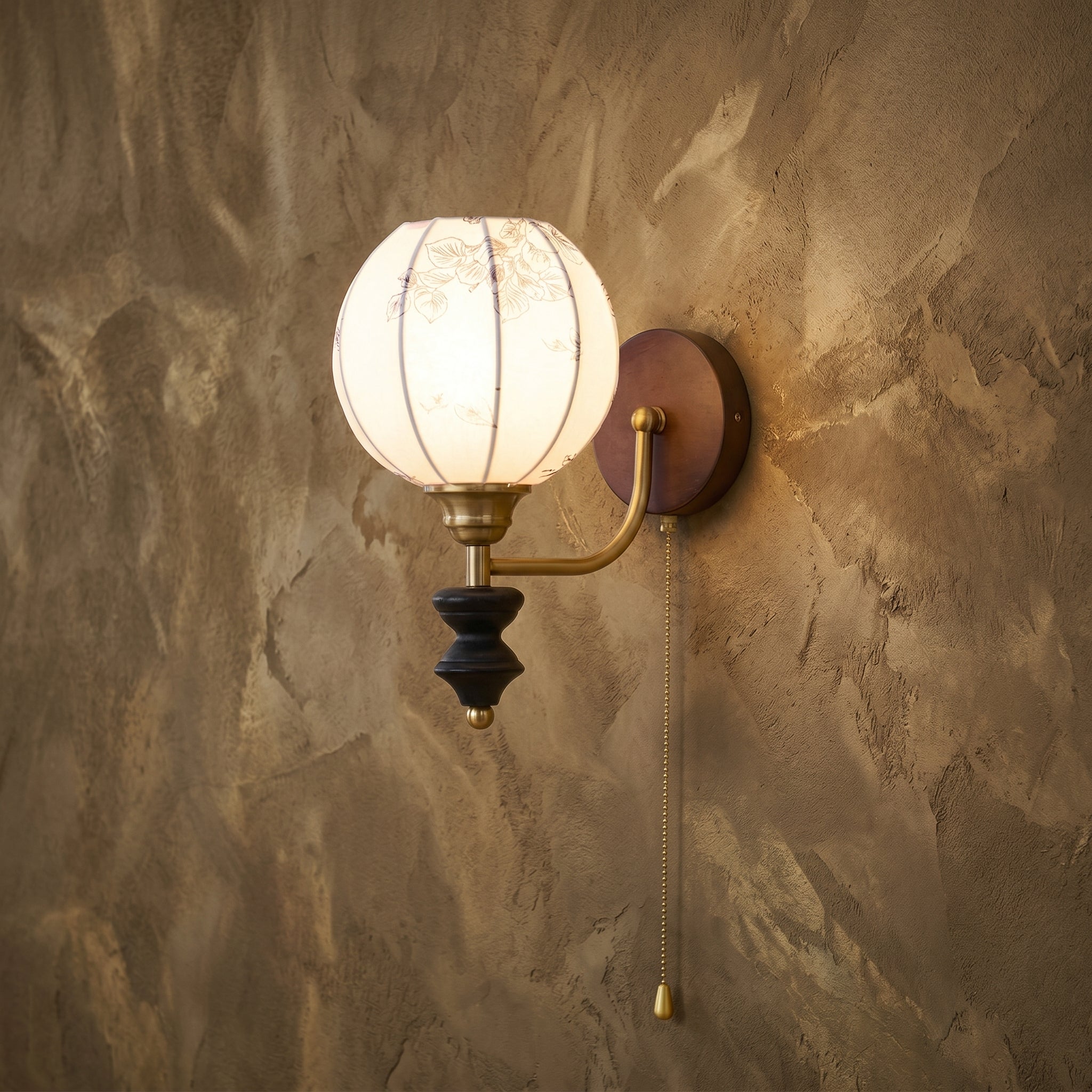 Vintage | Elegancka lampa ścienna z tekstylnym abażurem | Ciepłe i nastrojowe oświetlenie