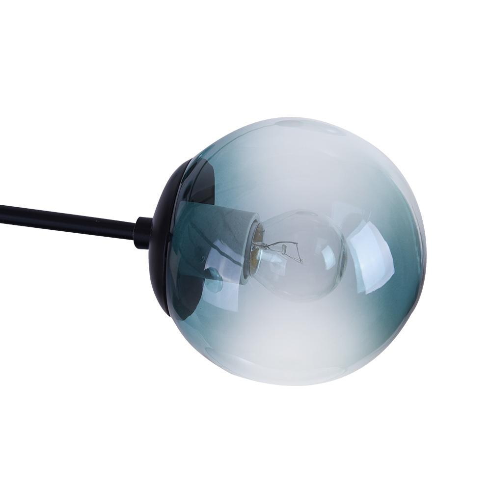 Nowoczesna Lampa Sputnik z Niebieskimi Szklanymi Bańkami na 8 Punktów