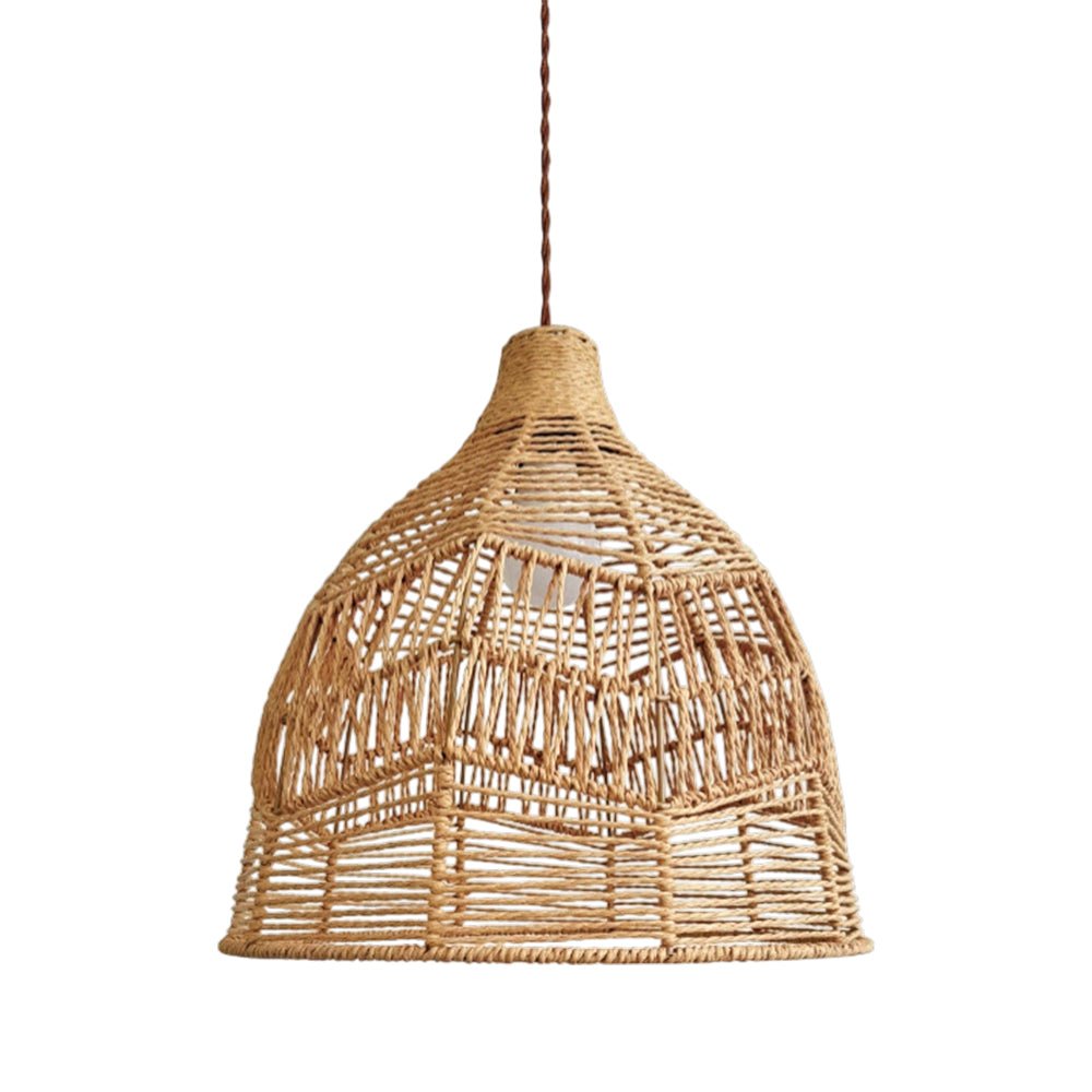 Boho Żyrandol z Naturalnego Rattanu, Piętrowy Bęben lub Kopuła