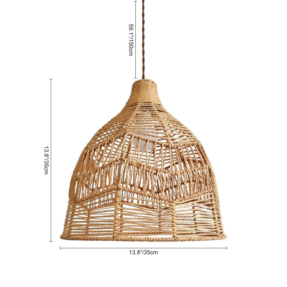 Boho Żyrandol z Naturalnego Rattanu, Piętrowy Bęben lub Kopuła