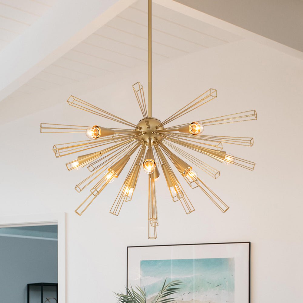 Żyrandol Sputnik Słońce Mid-Century na 10 Punktów