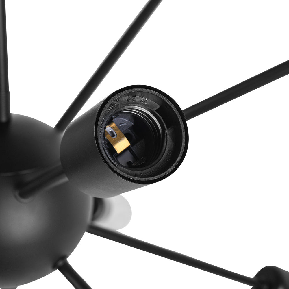 Czarny Żyrandol Sputnik Mid-Century na 12 lub 20 Punktów