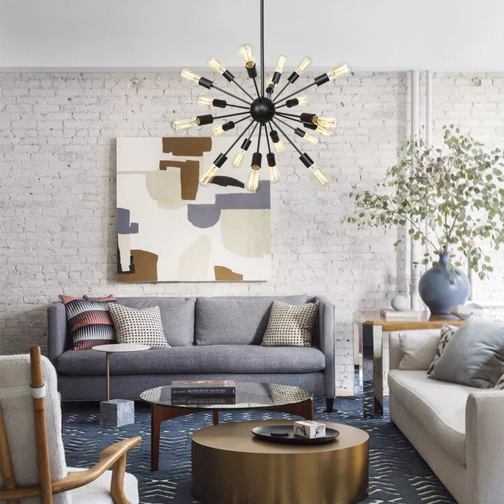 Czarny Żyrandol Sputnik Mid-Century na 12 lub 20 Punktów