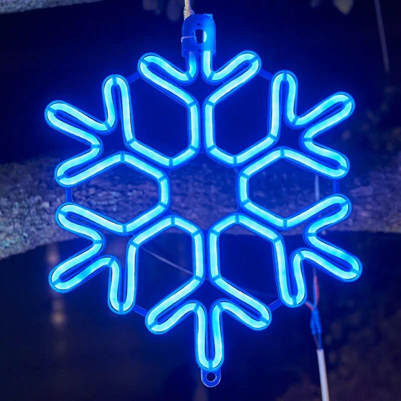 Wodoodporne Lampki LED w Kształcie Płatków Śniegu - Niebieski