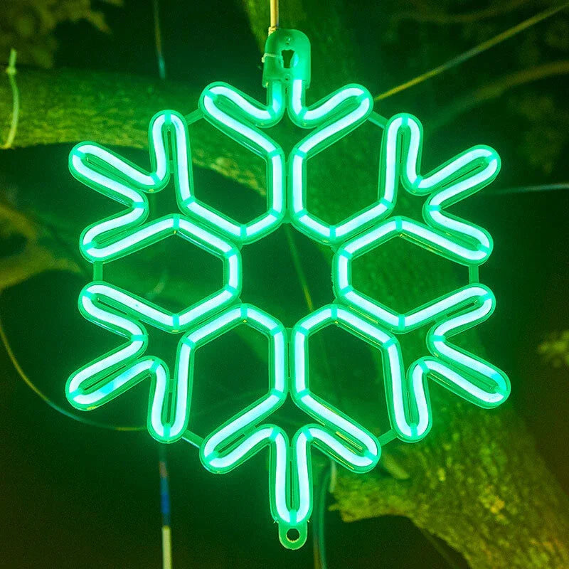 Wodoodporne Lampki LED w Kształcie Płatków Śniegu - Zielony