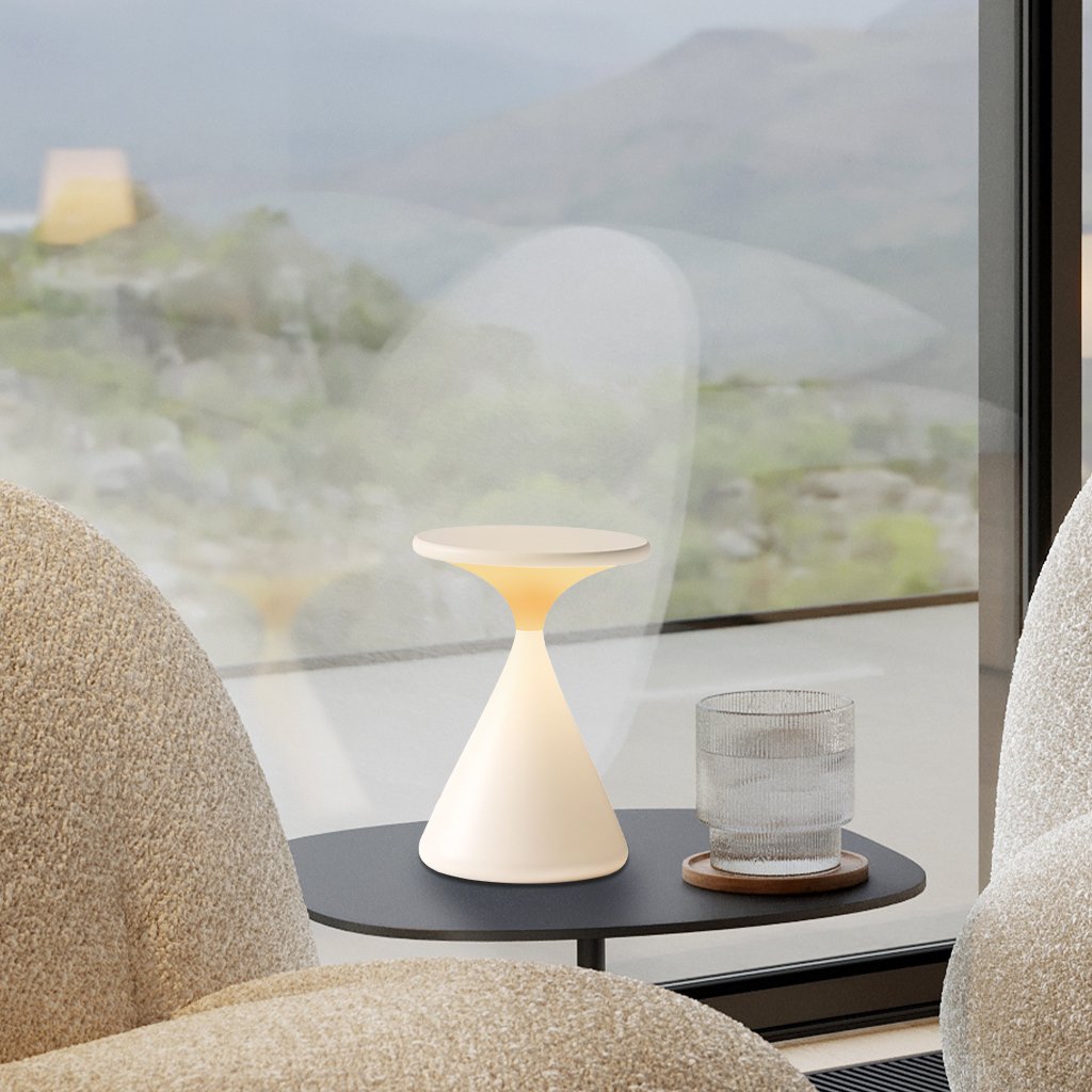 Aeron Hourglass | Bezprzewodowa Lampa Stołowa LED – Designerska Lampka z Regulacją Jasności