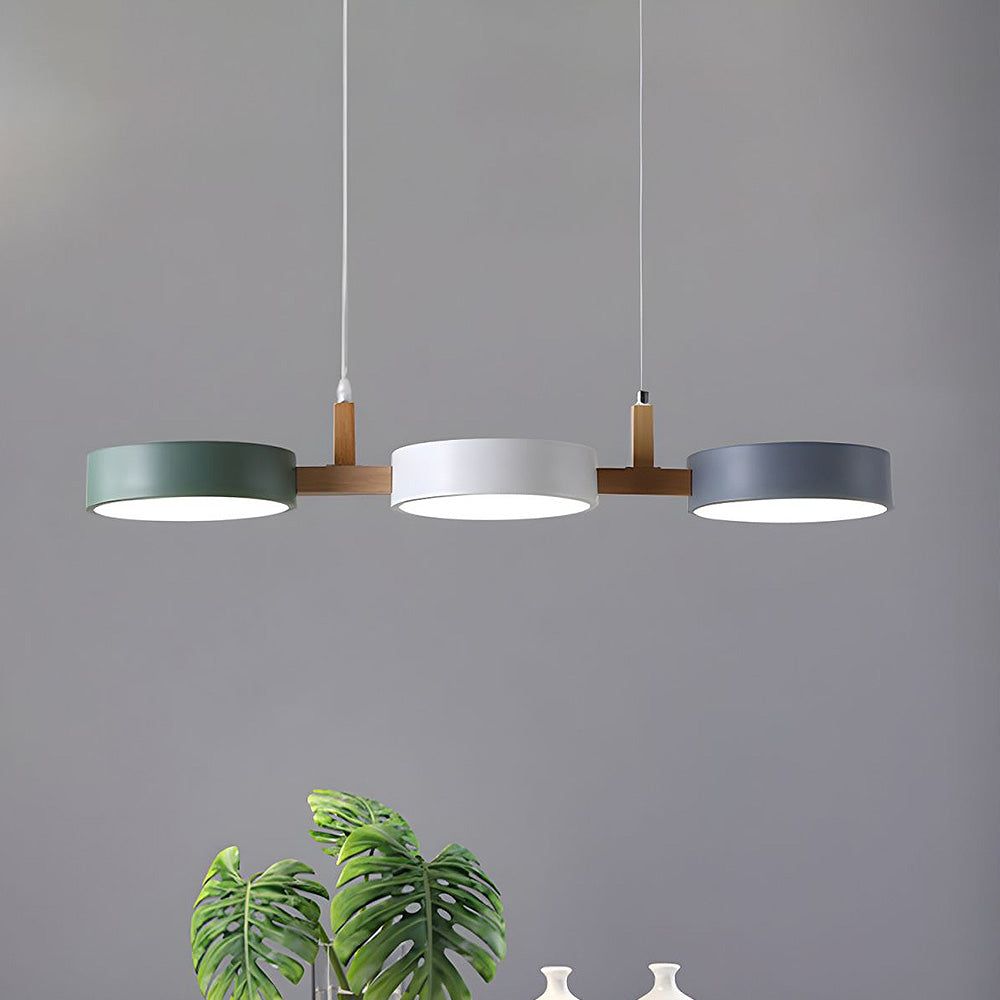 Wielopunktowa lampa wisząca LED | Designerska lampa sufitowa z drewna i metalu do kuchni oraz jadalni