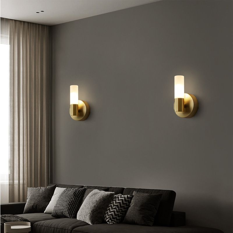 Arisha Cylindrical Gold Wall Lamp | Modern Metal LED Sconce for Living Room & Bathroom