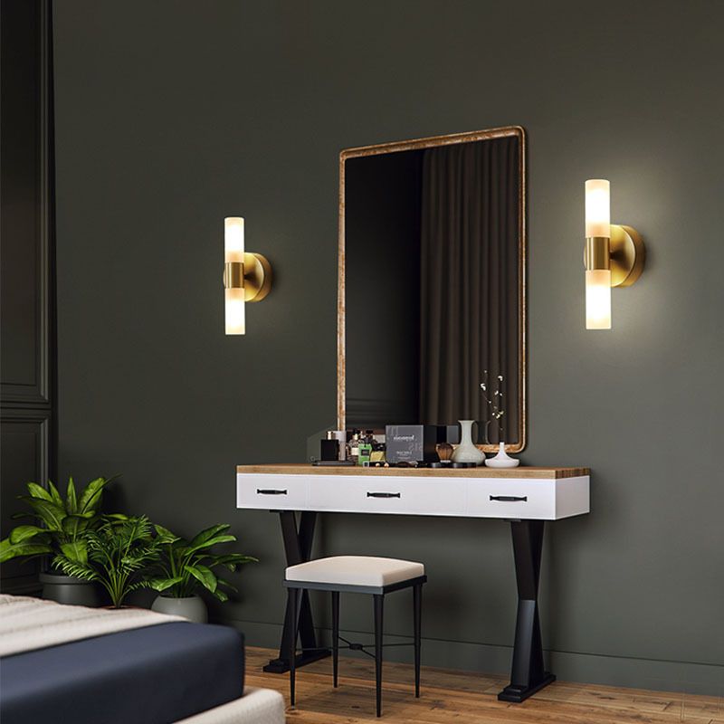 Arisha Cylindrical Gold Wall Lamp | Modern Metal LED Sconce for Living Room & Bathroom