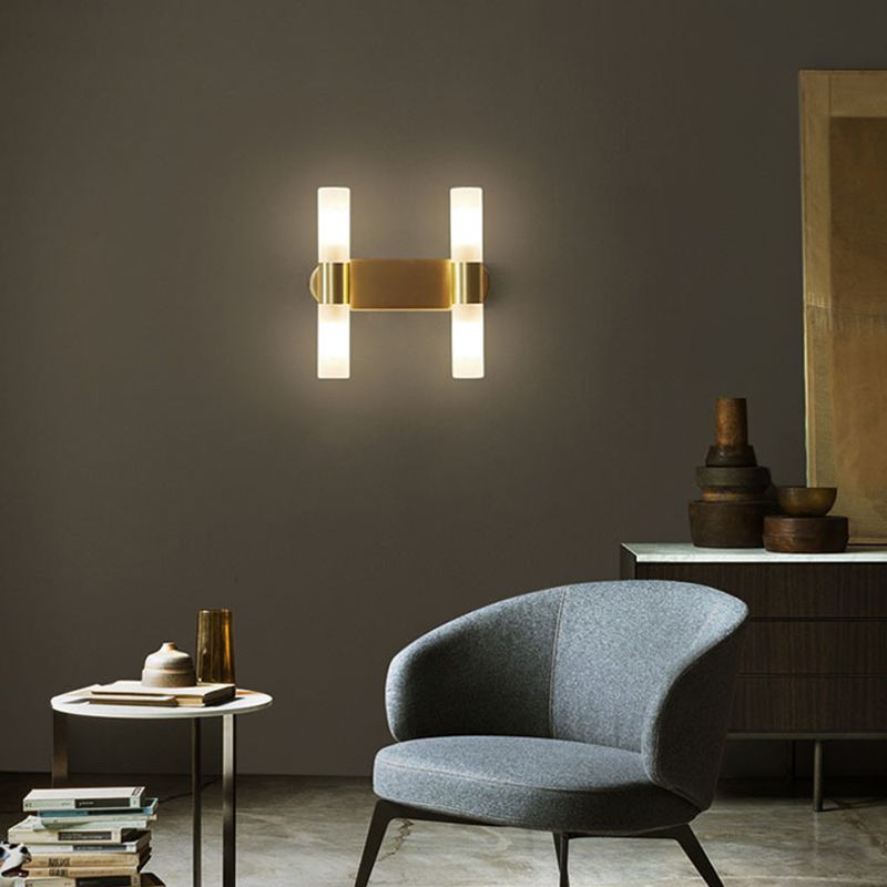 Arisha Cylindrical Gold Wall Lamp | Modern Metal LED Sconce for Living Room & Bathroom
