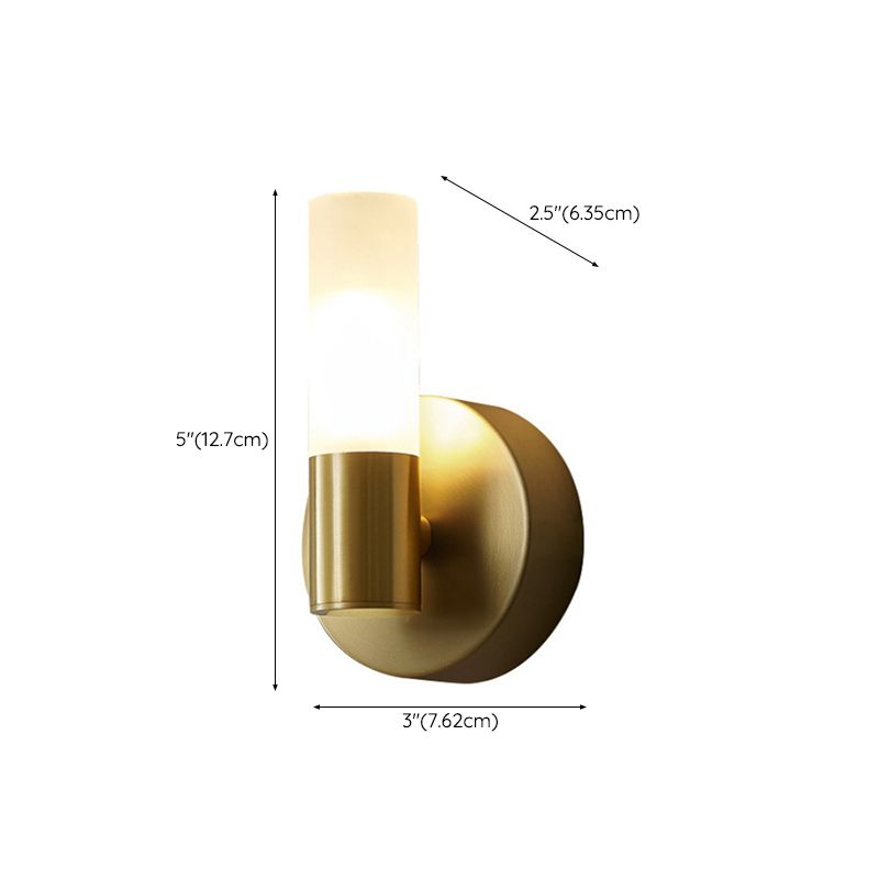 Arisha Cylindrical Gold Wall Lamp | Modern Metal LED Sconce for Living Room & Bathroom