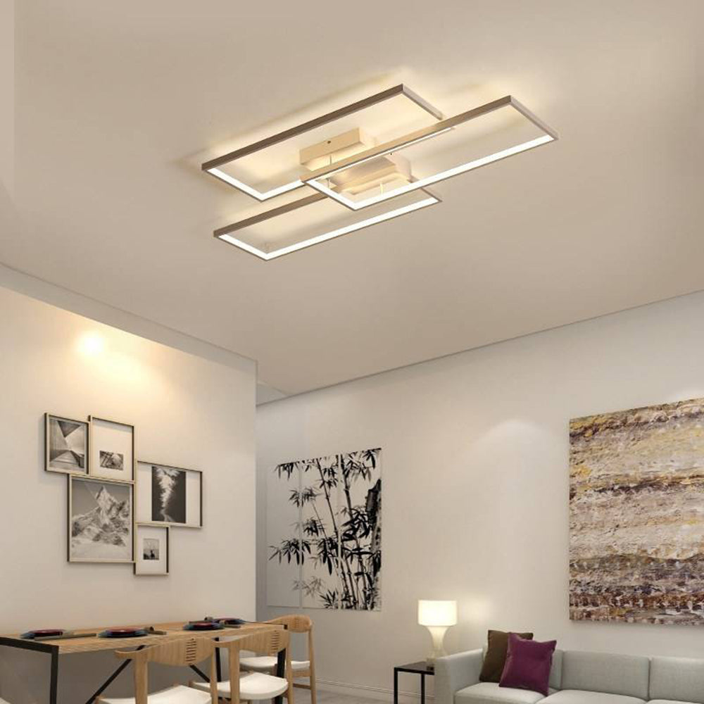 Prostokątna lampa sufitowa LED Arisha | Designerska lampa z funkcją ściemniania do salonu i sypialni