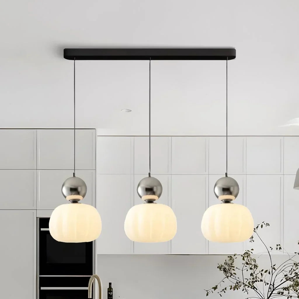 Lampa wisząca Art Deco ze szkła i metalu | Designerska lampa sufitowa do salonu i jadalni