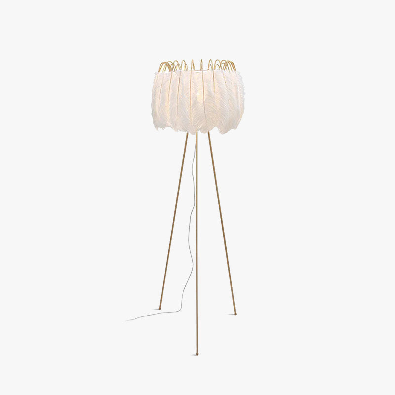 Lampa na Trójnogu z Kloszem z Piór
