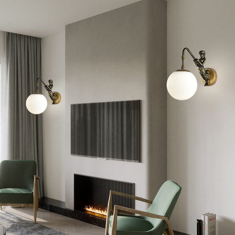Artistic Mermaid Wall Sconce | Sculptural Glass Shade Wall Light for Cozy Ambiance