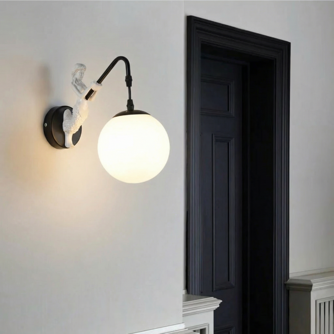 Artistic Mermaid Wall Sconce | Sculptural Glass Shade Wall Light for Cozy Ambiance
