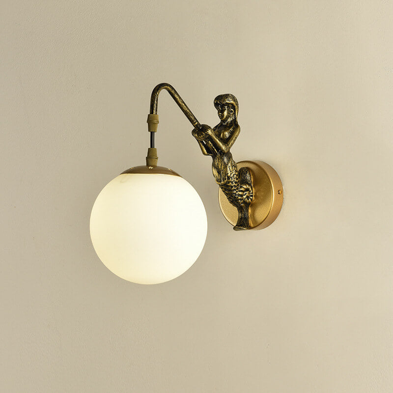 Artistic Mermaid Wall Sconce | Sculptural Glass Shade Wall Light for Cozy Ambiance