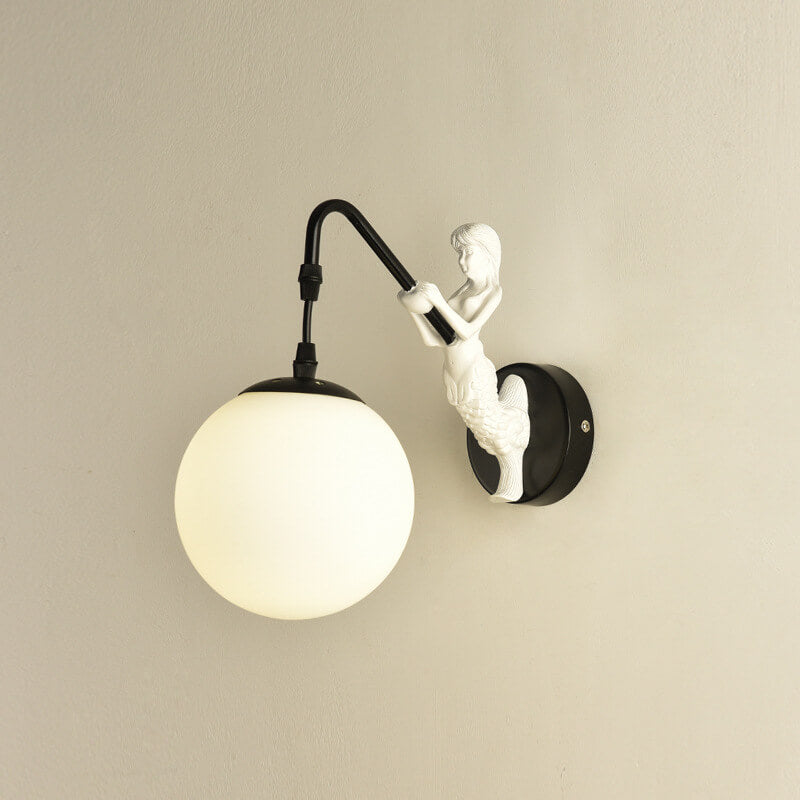 Artistic Mermaid Wall Sconce | Sculptural Glass Shade Wall Light for Cozy Ambiance