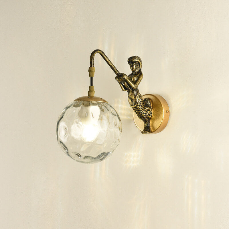Artistic Mermaid Wall Sconce | Sculptural Glass Shade Wall Light for Cozy Ambiance