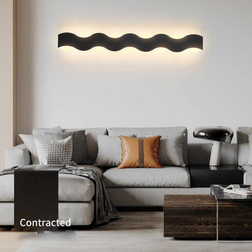Wave | Zewnętrzna Lampa Ścienna w Kształcie Fali z Oświetleniem LED Góra-Dół IP65