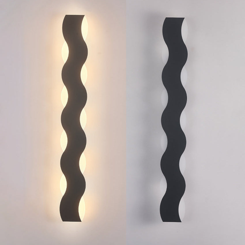 Wave | Zewnętrzna Lampa Ścienna w Kształcie Fali z Oświetleniem LED Góra-Dół IP65