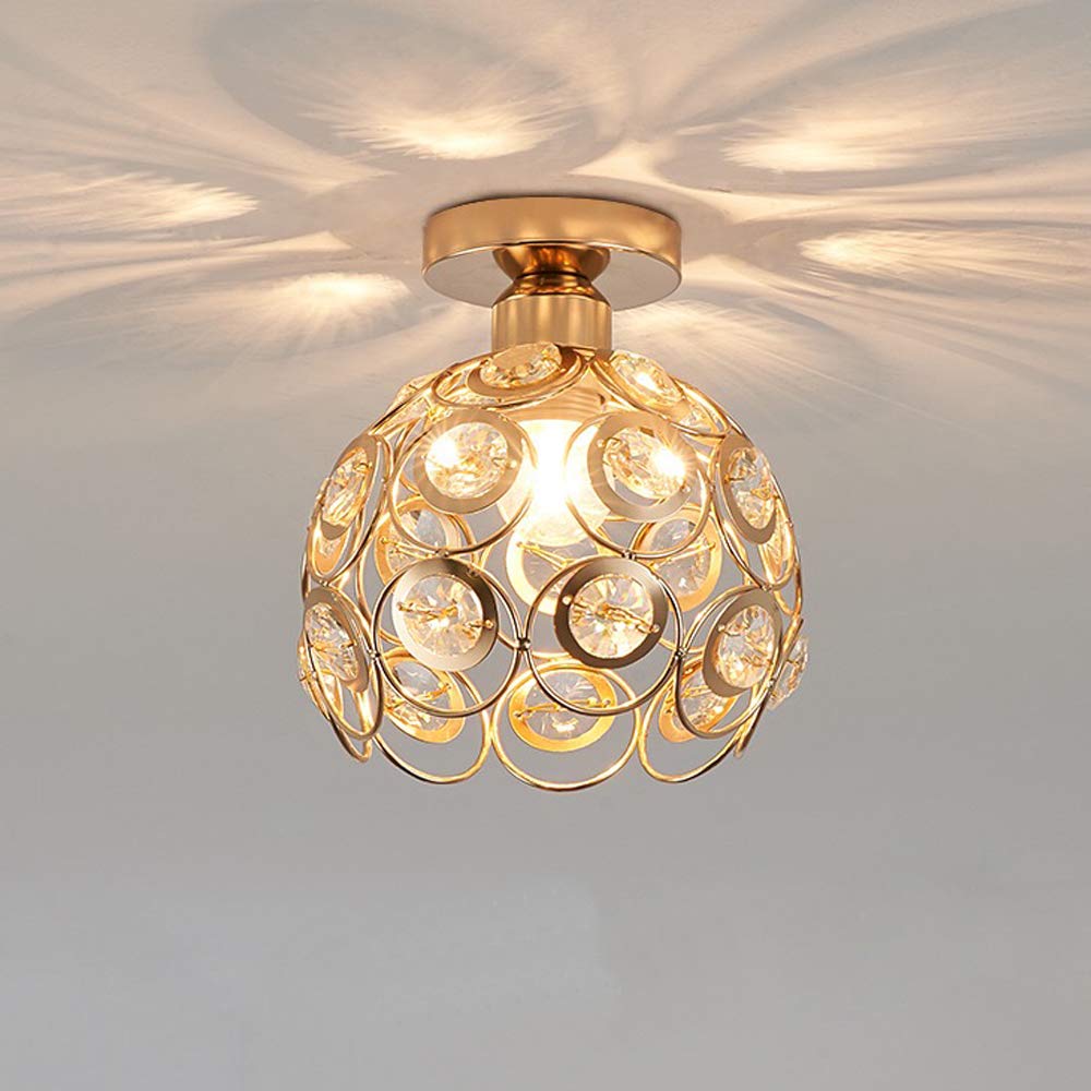 AuroraGleam | Złota Lampa Sufitowa Natynkowa z Kryształowymi Kulami – Luksusowy Design