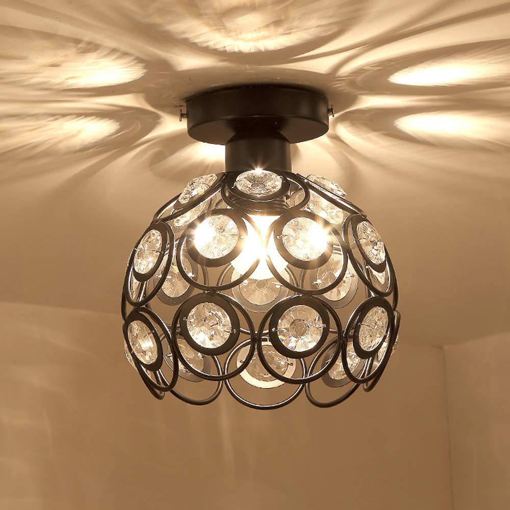AuroraGleam | Złota Lampa Sufitowa Natynkowa z Kryształowymi Kulami – Luksusowy Design