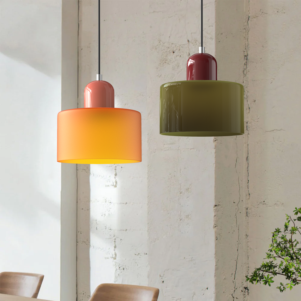 Kolekcja Bauhaus | Szklana Lampa Wisząca z Regulowaną Długością Zawieszenia do Kuchni