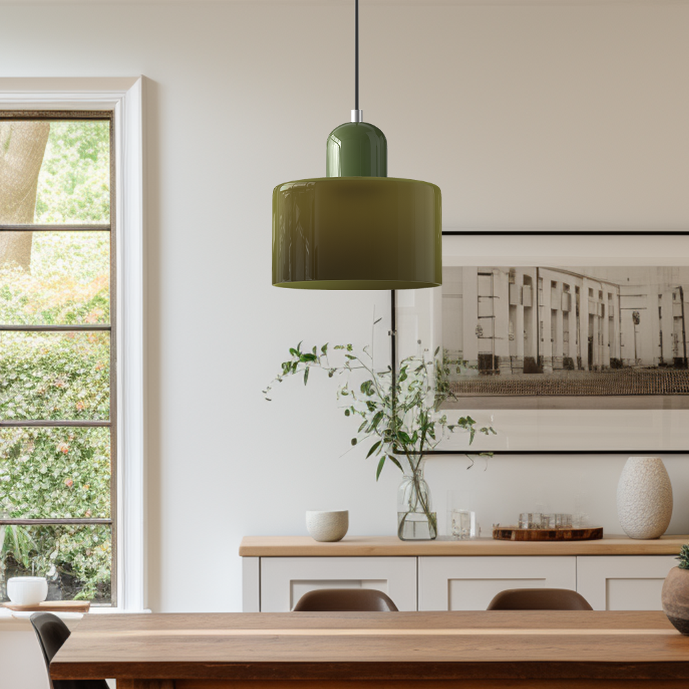 Kolekcja Bauhaus | Szklana Lampa Wisząca z Regulowaną Długością Zawieszenia do Kuchni
