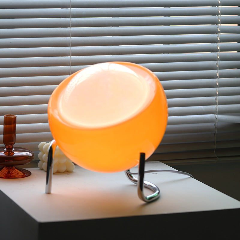 Kolekcja Bauhaus | Retro Lampa Stołowa LED ze Szklanym Kloszem do Sypialni i Salonu