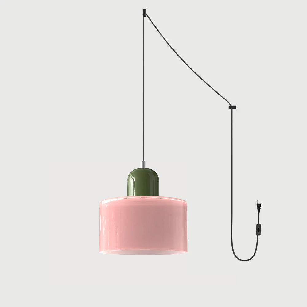 Okrągła lampa wisząca ze szkła | Designerska lampa sufitowa Bauhaus do kuchni, salonu i jadalni