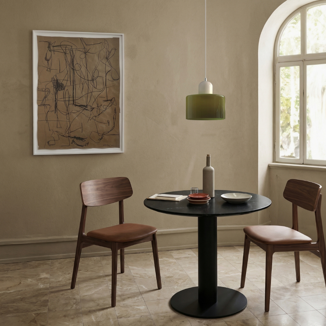 Okrągła lampa wisząca ze szkła | Designerska lampa sufitowa Bauhaus do kuchni, salonu i jadalni