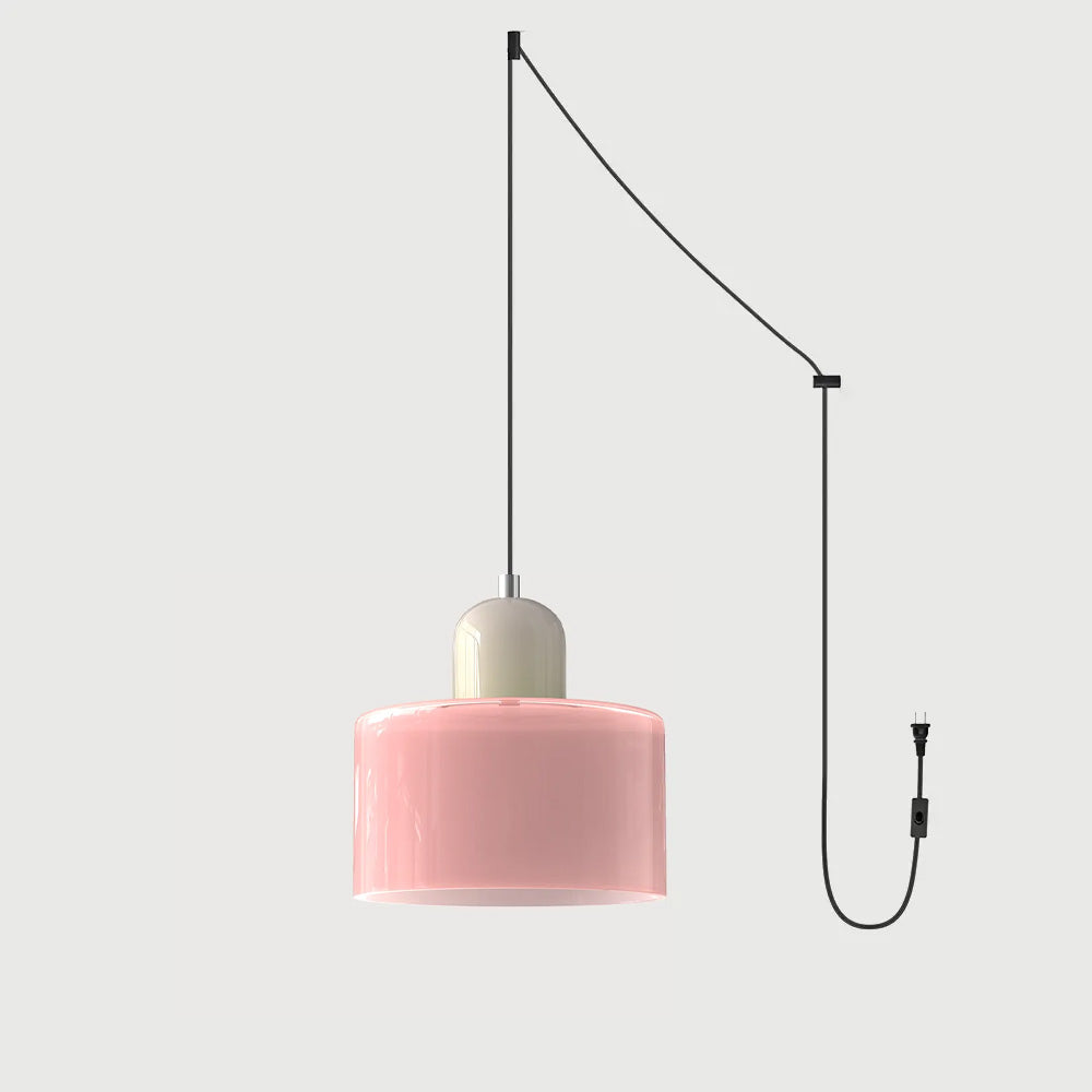 Okrągła lampa wisząca ze szkła | Designerska lampa sufitowa Bauhaus do kuchni, salonu i jadalni
