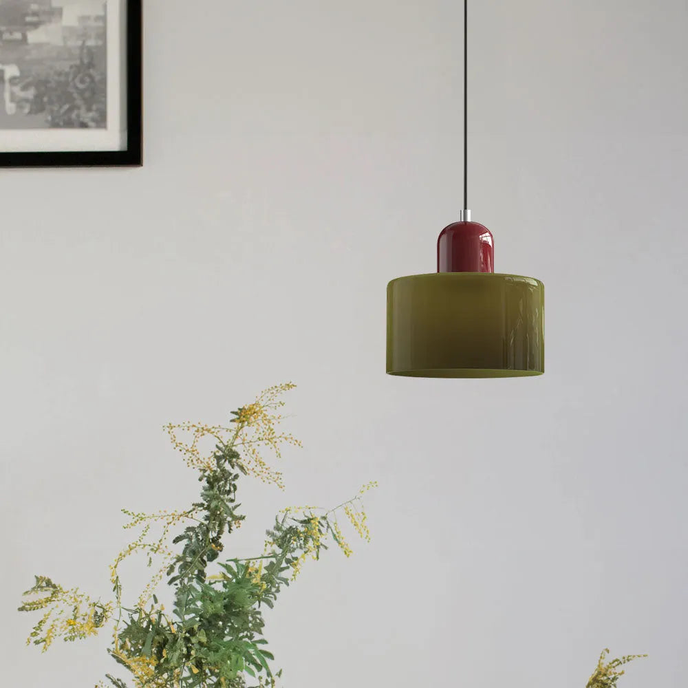 Okrągła lampa wisząca ze szkła | Designerska lampa sufitowa Bauhaus do kuchni, salonu i jadalni