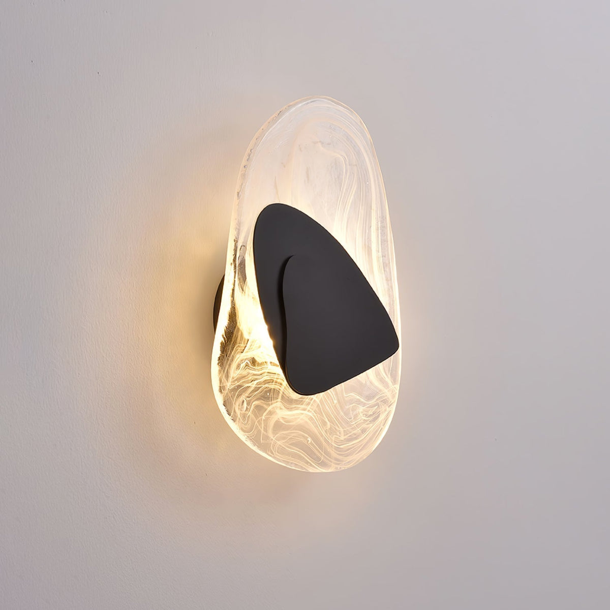Beatrice Black Glass Wall Sconce | Sculpted LED Wall Lamp for Bedroom & Living Room