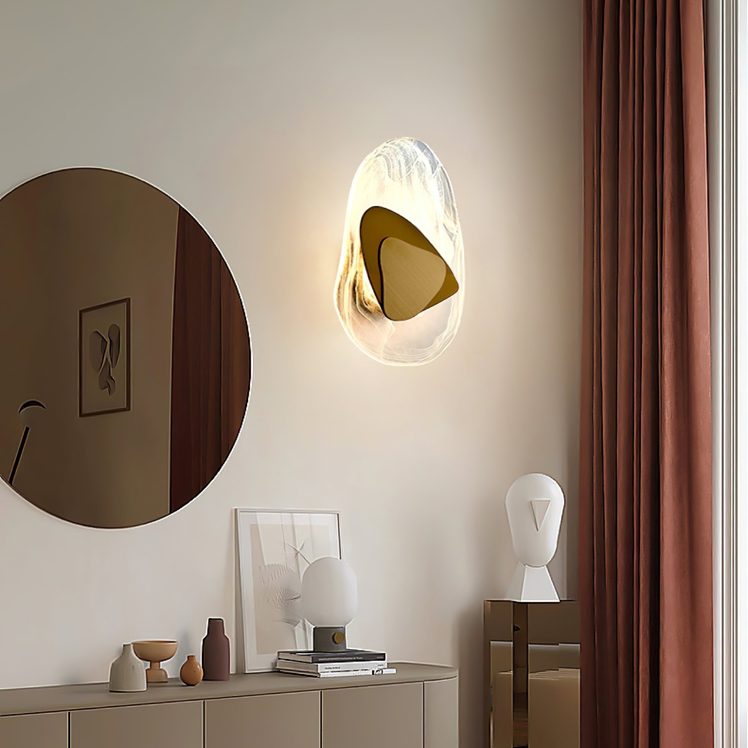 Beatrice Black Glass Wall Sconce | Sculpted LED Wall Lamp for Bedroom & Living Room