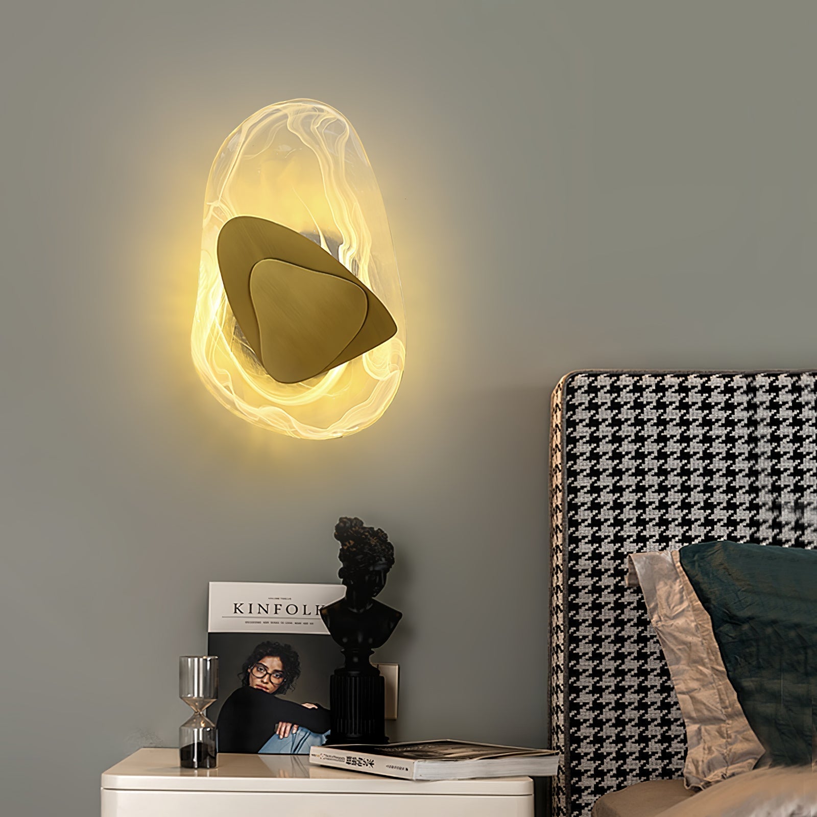Beatrice Black Glass Wall Sconce | Sculpted LED Wall Lamp for Bedroom & Living Room
