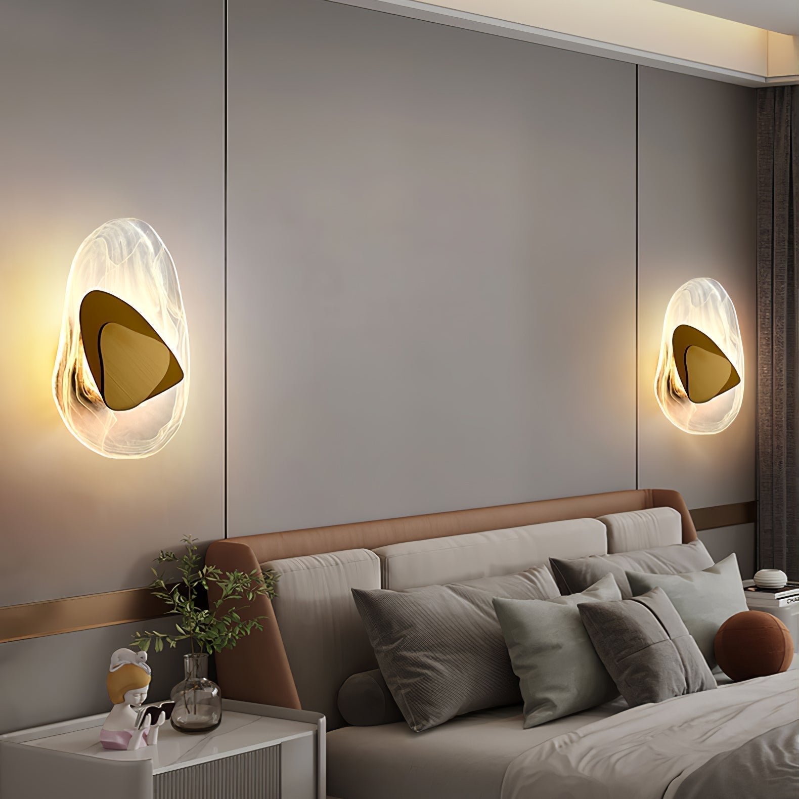 Beatrice Black Glass Wall Sconce | Sculpted LED Wall Lamp for Bedroom & Living Room