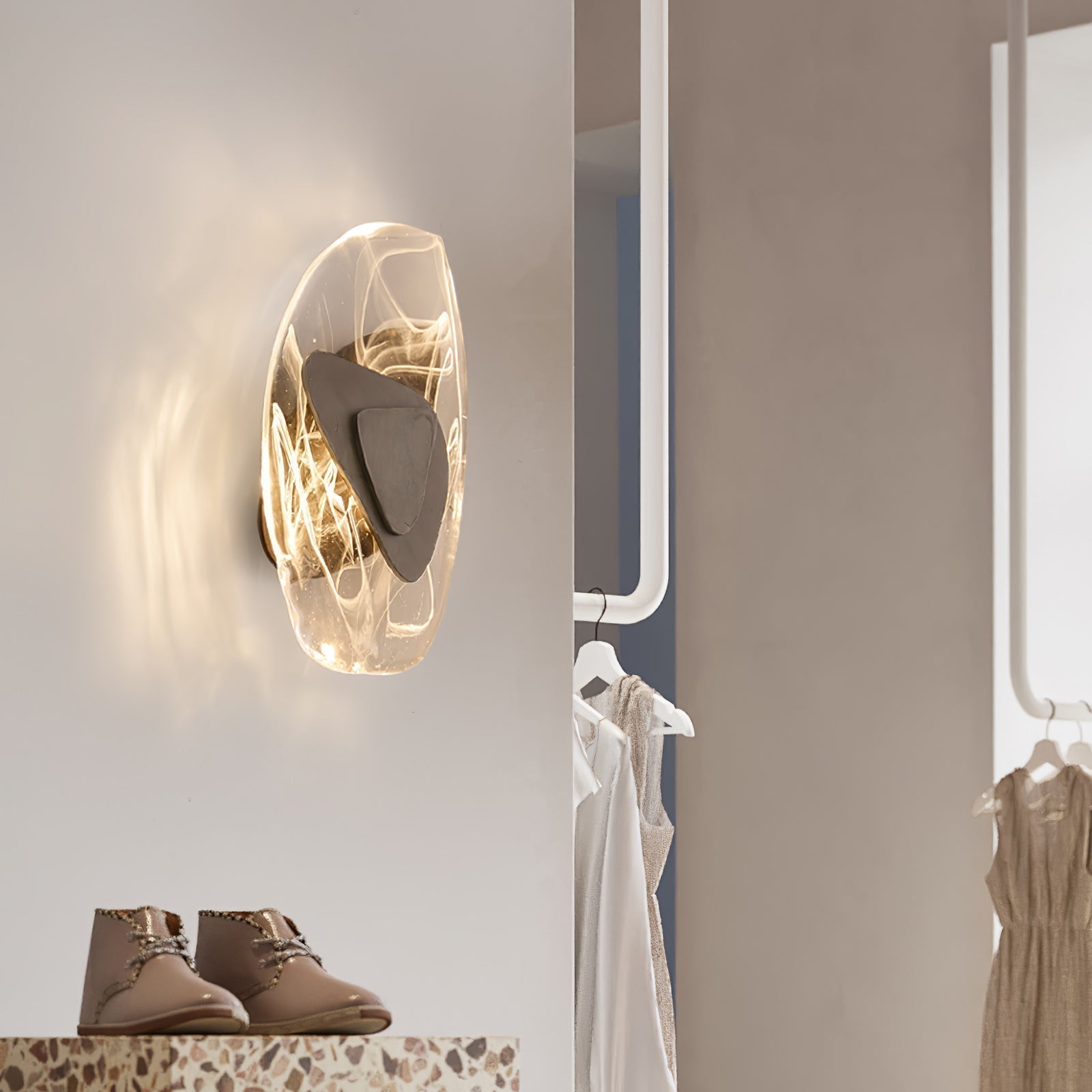 Beatrice Black Glass Wall Sconce | Sculpted LED Wall Lamp for Bedroom & Living Room