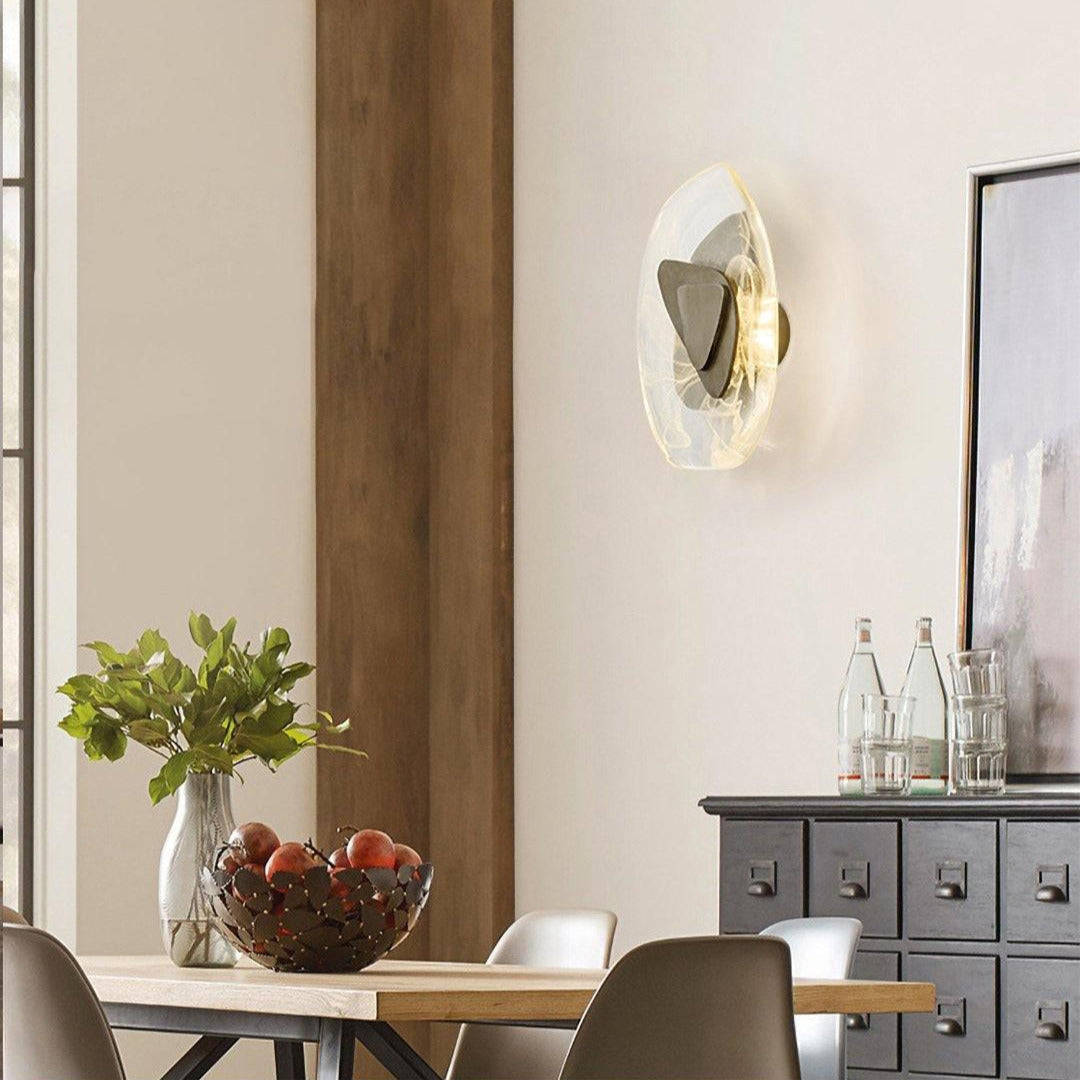 Beatrice Black Glass Wall Sconce | Sculpted LED Wall Lamp for Bedroom & Living Room