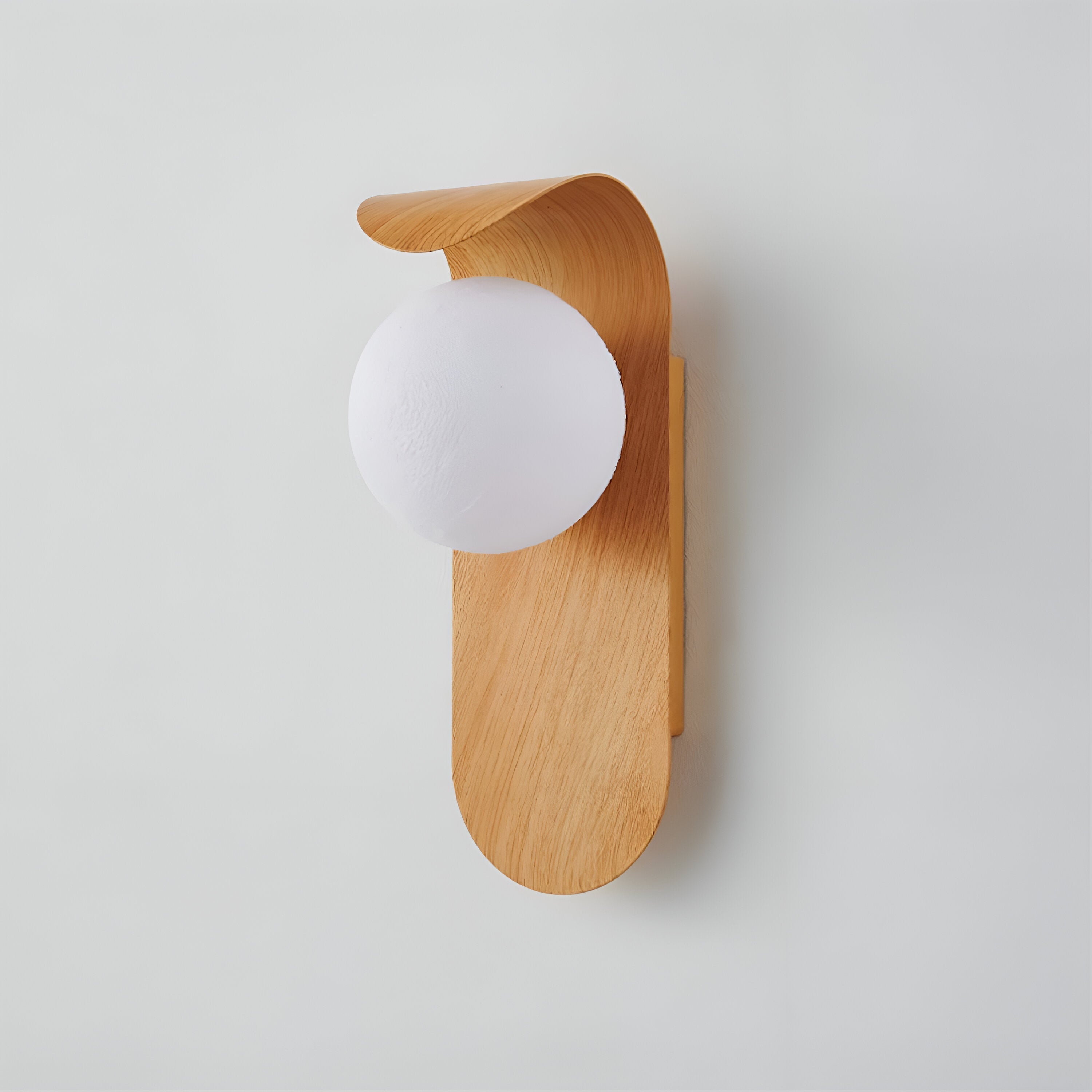 Carlyle Nordic Wall Sconce | Frosted Globe LED Light with Wood Finish