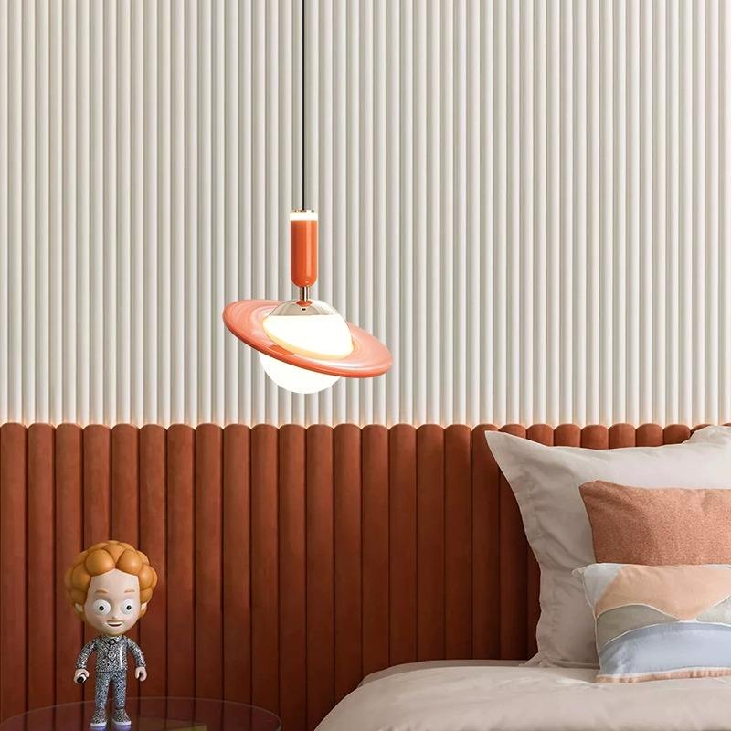 Cosmic Glow Saturn Pendant Light | Adjustable Height LED Chandelier for Kitchen