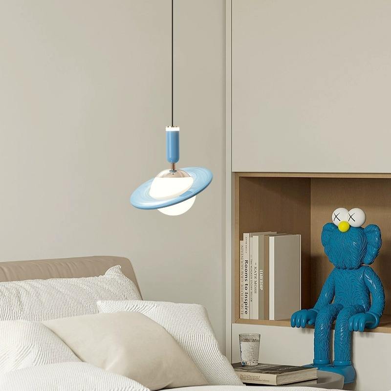 Cosmic Glow Saturn Pendant Light | Adjustable Height LED Chandelier for Kitchen