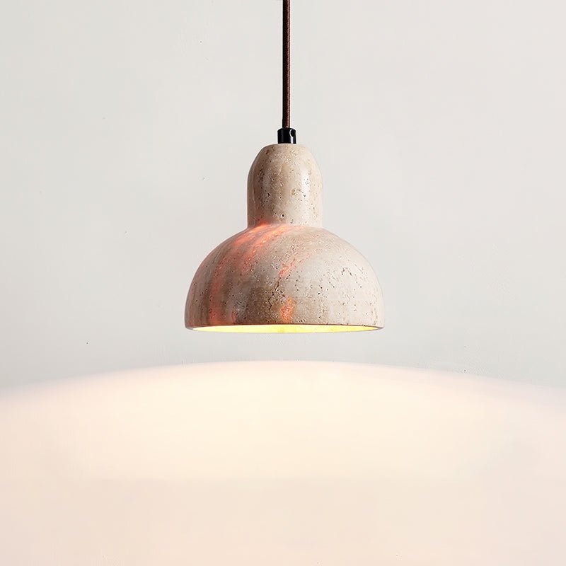Lampa Wisząca Kopuła z Naturalnego Trawertynu