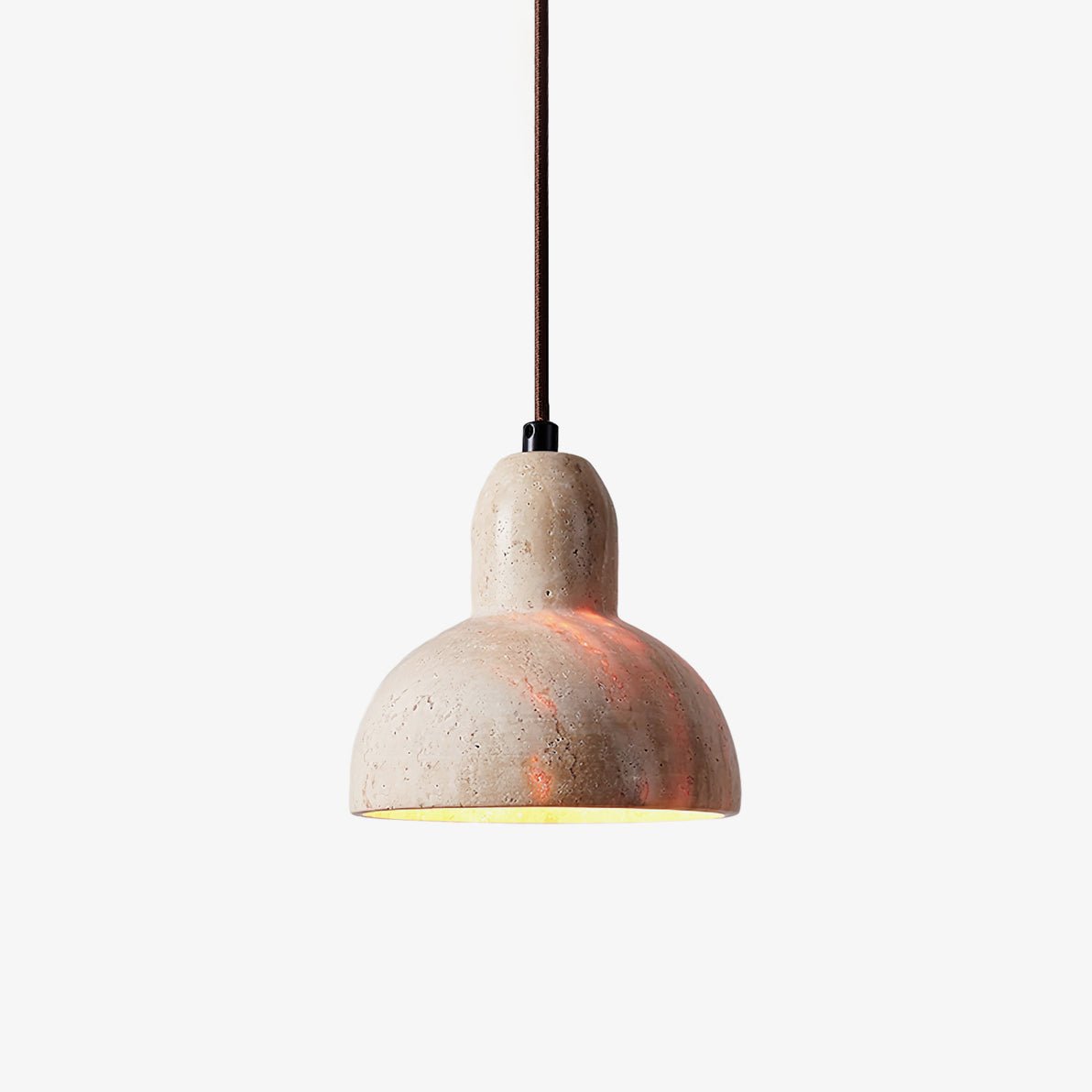 Lampa Wisząca Kopuła z Naturalnego Trawertynu