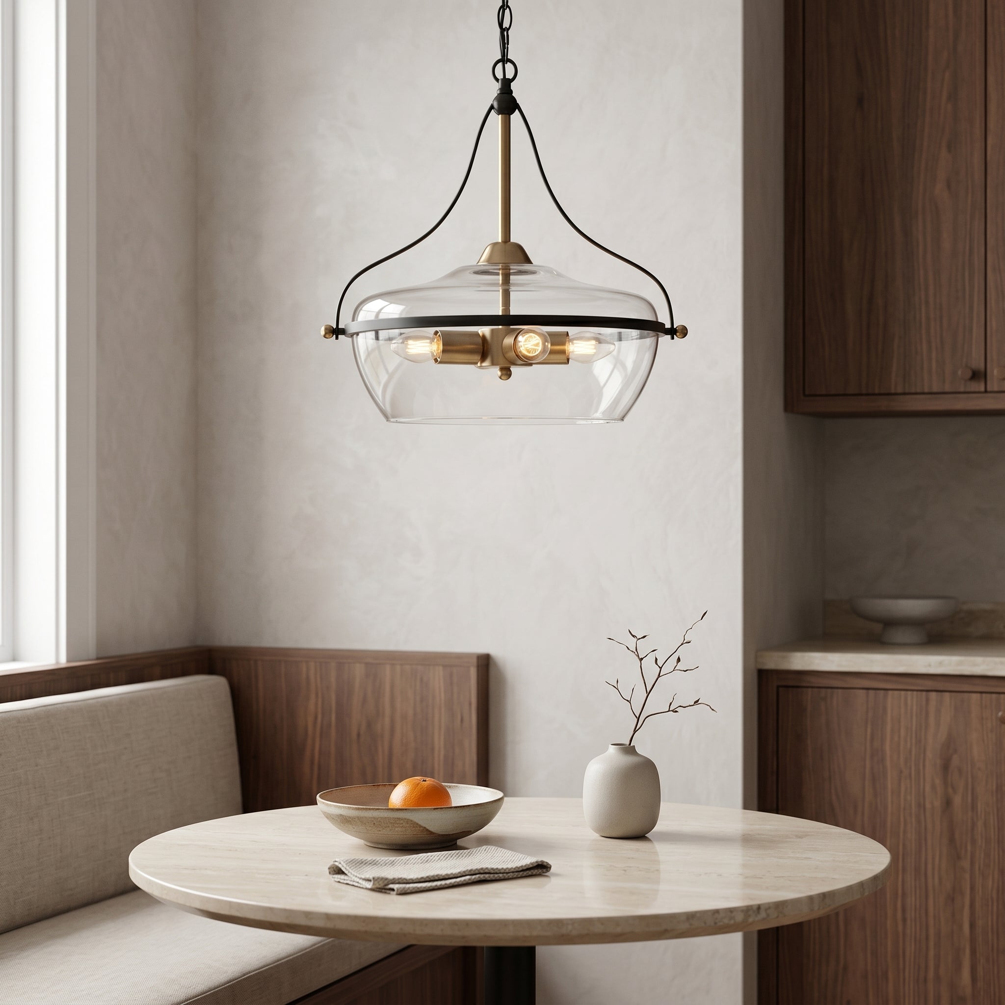 Lampa wisząca Eira ze szkła | Designerska lampa sufitowa industrialna z 3 kloszami do kuchni i jadalni