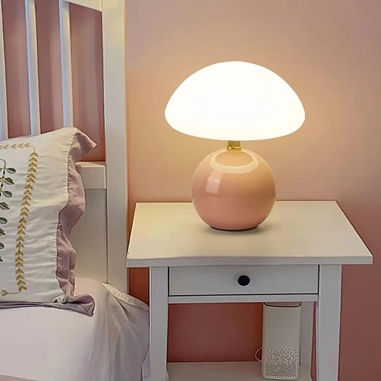 Elegancka Lampa Grzybowa z Ceramiki | Regulowane Światło LED w 3 Kolorach dla Stylowego Wnętrza 4